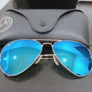 Ray Ban blue chrome aviator sunglasses